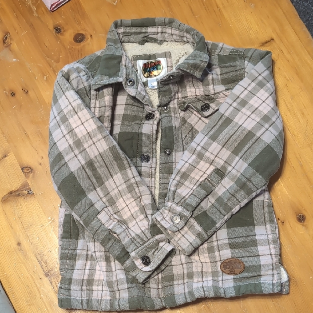 Bass Pro Shops Green and Cream Plaid Kids Hoodie